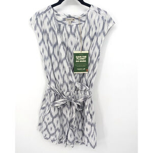 Toad&Co Romper Womens XS Gray Belted Organic Cotton‎ Pocket Egret Ikat Jumpsuit